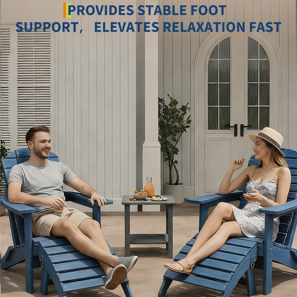 Garvee Folding Adirondack Ottoman - HDPE All-Weather Outdoor Footrest for Patio, Deck, Lawn, Poolside - Weather-Resistant, Durable - Compatible with Adirondack Chair - Navy Blue, 1 Piece