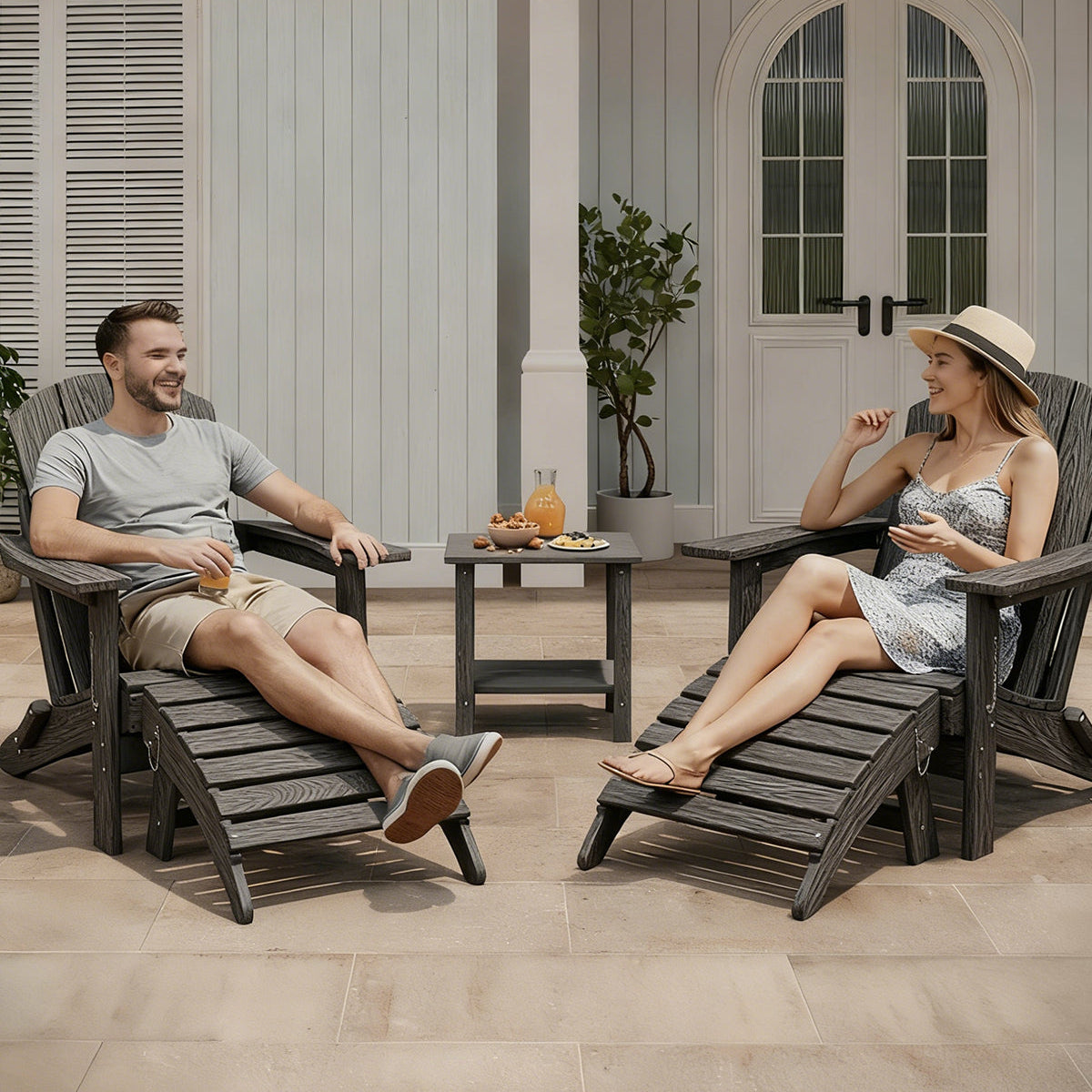 Garvee Folding Adirondack Ottoman - HDPE All-Weather Outdoor Footrest for Patio, Deck, Backyard, Poolside - Weather-Resistant, Easy to Store - Compatible with Adirondack Chair - Grey, 1 Piece