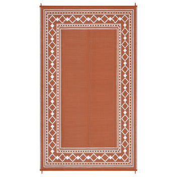 Garvee Outdoor Rug 9x12 ft Waterproof Reversible Patio Mat Plastic Straw Rug for RV Camping Deck Balcony Terracotta White