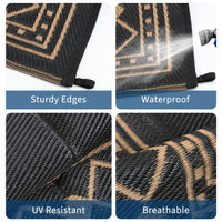Garvee Outdoor Rug 8x10 Waterproof Plastic Straw Patio Mat Reversible Dark Brown for RV Camping Deck Balcony