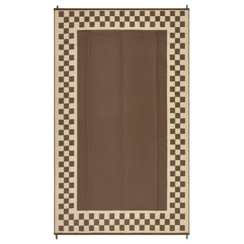 Garvee Outdoor Rug 9x12 Waterproof Reversible Patio Rug Modern Geometric Outdoor Carpet, Fade-Proof & Weather Resistant Minimalist RV Picnic Camping Mat for Garden Backyard Balcony, Brown