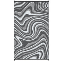 Garvee 6' x 9' Gray Outdoor Rug, Waterproof Reversible Plastic Straw Patio Mat, Abstract Wave Design for Camping, Patio, Deck & Balcony