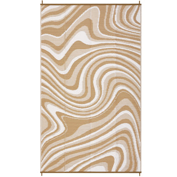 Garvee 10x20 Modern Large Outdoor Rug Waterproof Reversible Plastic Straw Rug for Camping Picnic Beach Light Brown