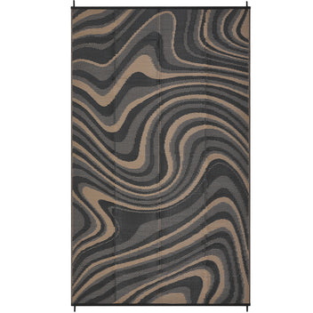 Garvee Outdoor Rug 8x10 Waterproof Reversible Polypropylene UV-Resistant Non-Slip Camping Picnic Patio Deck Mat Black Coffee