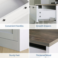 Garvee Modern 71" Tall Kitchen Pantry Cabinet with Glass Doors, Adjustable Shelves, Charging Station and Microwave Stand for Dining Room and Living Room, White