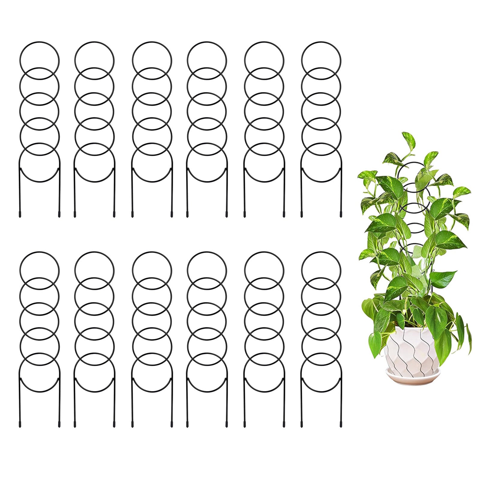Garvee 17.3 Small Trellis for Potted Plants, 12 Pcs Heavy Duty Sturdy Metal Trellis for Climbing Plants, Rustproof Houseplant Support for Pothos Hoya Ivy Flower