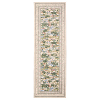 Garvee Beige Botanical Kitchen Runner Rug 2x6, Washable Non Slip Low Pile Indoor Carpet, Floral Nature Pond Rug for Hallway Entryway Bedroom Farmhouse Decor
