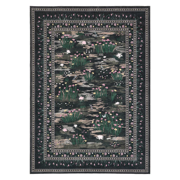 Garvee Floral 4x6 Area Rugs Washable Non Slip Modern Floor Rugs for Living Room Bedroom, Black, Low Pile, Stain Resistant