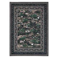 Garvee Floral 9x12 Area Rugs Washable Non Slip Modern Floor Rugs Large Low Pile Stain Resistant Indoor Farmhouse Carpet Black