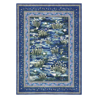 Garvee Blue Botanical Floral Area Rug 5x7, Washable Non Slip Low Pile Indoor Carpet, Vintage Nature Pond Farmhouse Rug for Living Room Bedroom Entryway