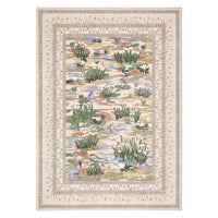 Garvee Beige Botanical Floral Area Rug 4x6, Washable Non Slip Low Pile Indoor Carpet, Vintage Nature Pond Farmhouse Rug for Living Room Bedroom Entryway