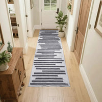 Garvee Runner Rug 2x6 Washable Living Room Rug Boho Rugs for Hallway Kitchen Bedroom Office Black and White Rug Modern Geometric Rug Neutral Rug Electic Line Pattren Rug Contemporary Stripe Rug