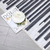 Garvee Runner Rug 2x6 Washable Living Room Rug Boho Rugs for Hallway Kitchen Bedroom Office Black and White Rug Modern Geometric Rug Neutral Rug Electic Line Pattren Rug Contemporary Stripe Rug