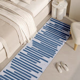 Garvee Runner Rug 2X6 Modern Stripe Rug Machine Washable Non Slip Low Pile Non Shedding Carpet for Kitchen Bedroom Living Room - Blue