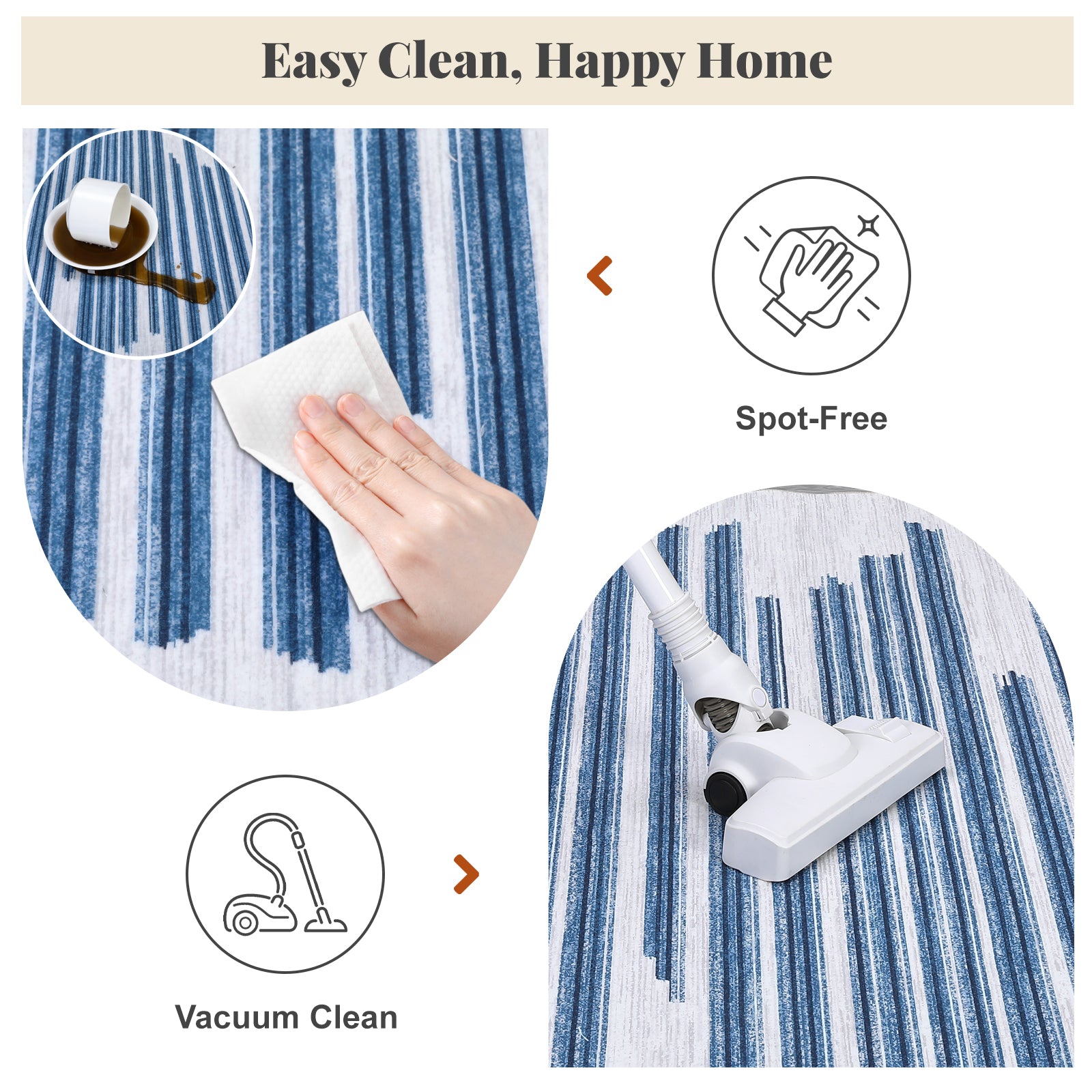 Garvee Runner Rug 2X6 Modern Stripe Rug Machine Washable Non Slip Low Pile Non Shedding Carpet for Kitchen Bedroom Living Room