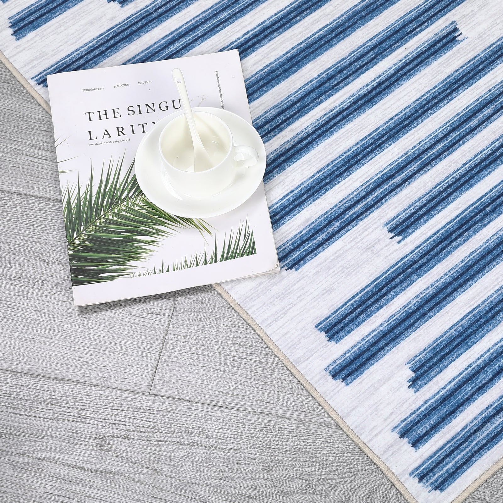 Garvee Runner Rug 2X6 Modern Stripe Rug Machine Washable Non Slip Low Pile Non Shedding Carpet for Kitchen Bedroom Living Room