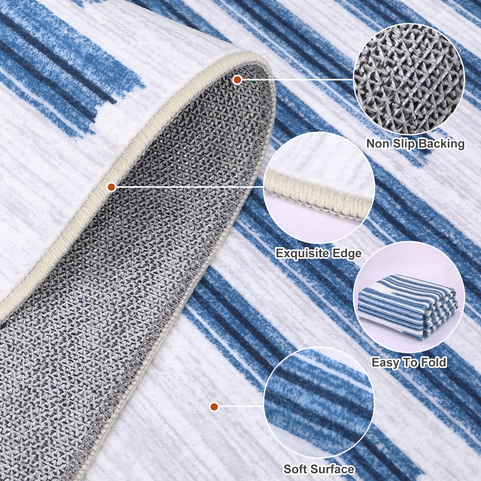 Garvee Runner Rug 2X6 Modern Stripe Rug Machine Washable Non Slip Low Pile Non Shedding Carpet for Kitchen Bedroom Living Room