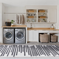 Garvee Runner Rug 2x6 Washable Living Room Rug Boho Rugs for Hallway Kitchen Bedroom Office Black and White Rug Modern Geometric Rug Neutral Rug Electic Line Pattren Rug Contemporary Stripe Rug