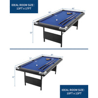 Garvee 7 ft Foldable Pool Table Billiard Table Compact Indoor Outdoor Black Blue Red