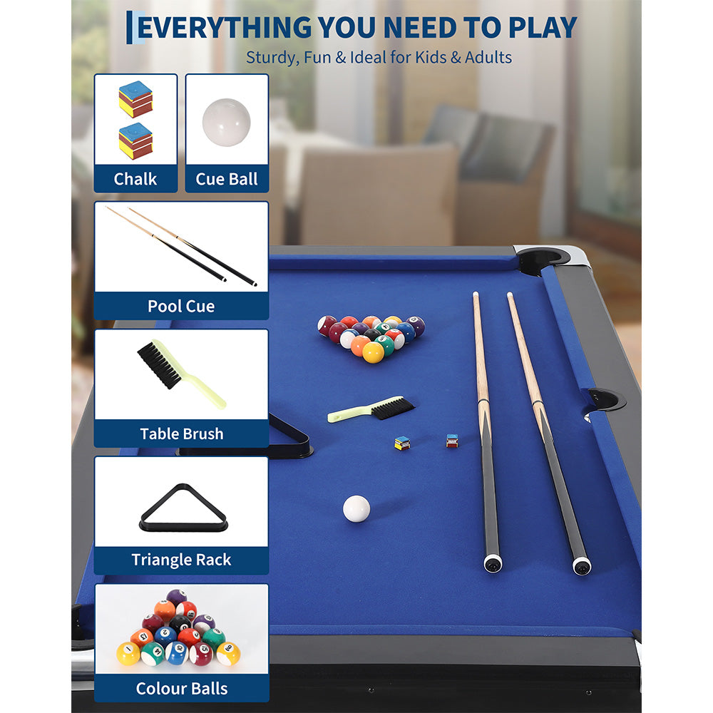 Garvee 7 ft Foldable Pool Table Billiard Table Compact Indoor Outdoor Black Blue Red