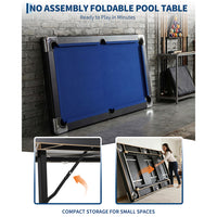 Garvee 7 ft Foldable Pool Table Billiard Table Compact Indoor Outdoor Black Blue Red