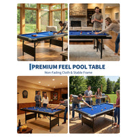 Garvee 7 ft Foldable Pool Table Billiard Table Compact Indoor Outdoor Black Blue Red