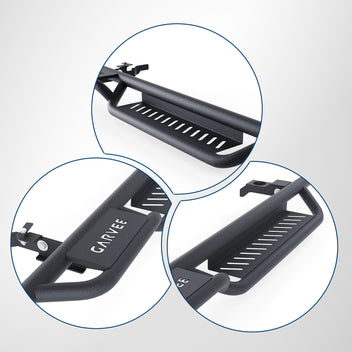 Garvee Running Boards with Two-Stair Design - All-Steel Bolt-On Side Steps, Compatible with 1997-2006 Jeep Wrangler TJ 2-Door, Black Powder-Coated Nerf Bars