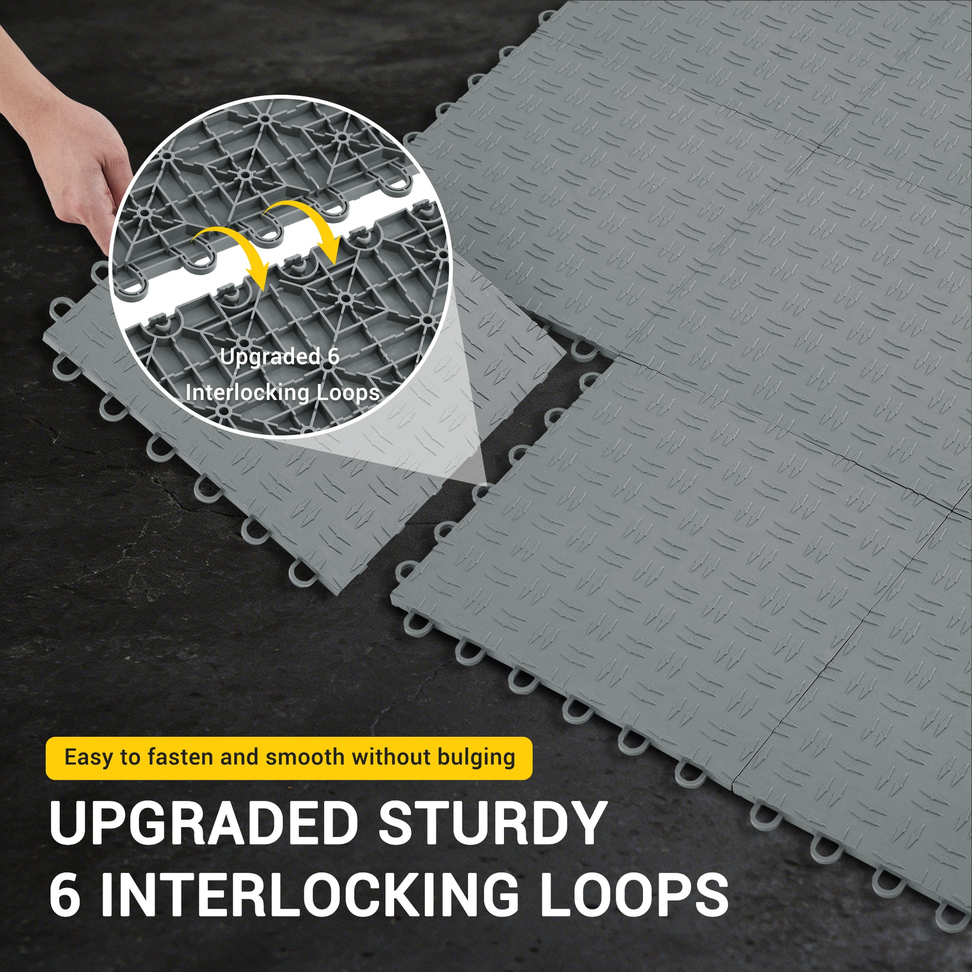 Garvee 100 Pack 12"X12" Interlocking Garage Floor Tiles,Double-Sided Non-Slip Flooring, Heavy Duty PVC Garage Flooring Tiles Covering for Basement, Workshop & Repair Shop, Gray