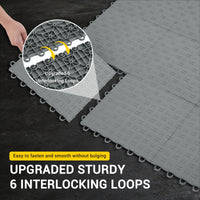 Garvee 100 Pack 12"X12" Interlocking Garage Floor Tiles,Double-Sided Non-Slip Flooring, Heavy Duty PVC Garage Flooring Tiles Covering for Basement, Workshop & Repair Shop, Gray