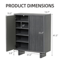 Garvee 31.6 Inch Shoe Cabinet with Fluted Door, 5-Tier Storage, Adjustable Shelves, Rustic Entryway Bench, Hallway, Grey