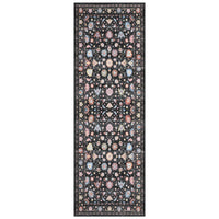 Garvee 2' x 6' Vintage Persian Butterfly Floral Runner Rug, Machine Washable Non-Slip Low-Pile Soft Rug for Hallway & Kitchen, Black