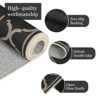 Garvee 5' x 7' Easy Jute Boho Geometric Area Rug, Washable Non-Slip Indoor Outdoor Faux Jute Rug for Living Room, Bedroom & Patio, Black Coffee