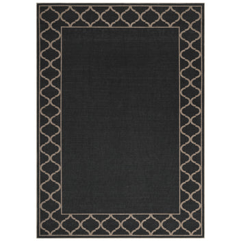 Garvee Black Coffee Washable Linen-Like Area Rug 8' × 10', Non Slip Low Pile Boho Geometric Indoor Outdoor Rug for Living Room Bedroom Patio
