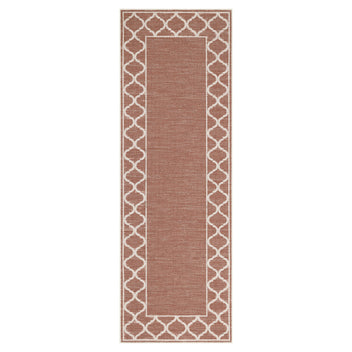 Garvee 2' x 6' Easy Jute Boho Geometric Runner Rug, Washable Non-Slip Indoor Outdoor Faux Jute Rug for Hallway, Kitchen, Patio & Entryway, Brick Red