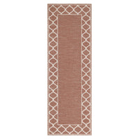Garvee 2' x 6' Easy Jute Boho Geometric Runner Rug, Washable Non-Slip Indoor Outdoor Faux Jute Rug for Hallway, Kitchen, Patio & Entryway, Brick Red