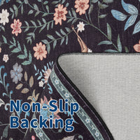 Garvee Living Room Rug 8x10 Washable Floral Non Slip Low Pile Soft Black for Bedroom Dining Room Office