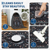 Garvee Living Room Rug 8x10 Washable Floral Non Slip Low Pile Soft Black for Bedroom Dining Room Office