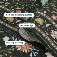 Garvee Large Washable Rug 9x12 Area Rugs Non Slip Rustic Floral Rug Green for Living Room Bedroom Dining Room Nursery Playroom Home Office
