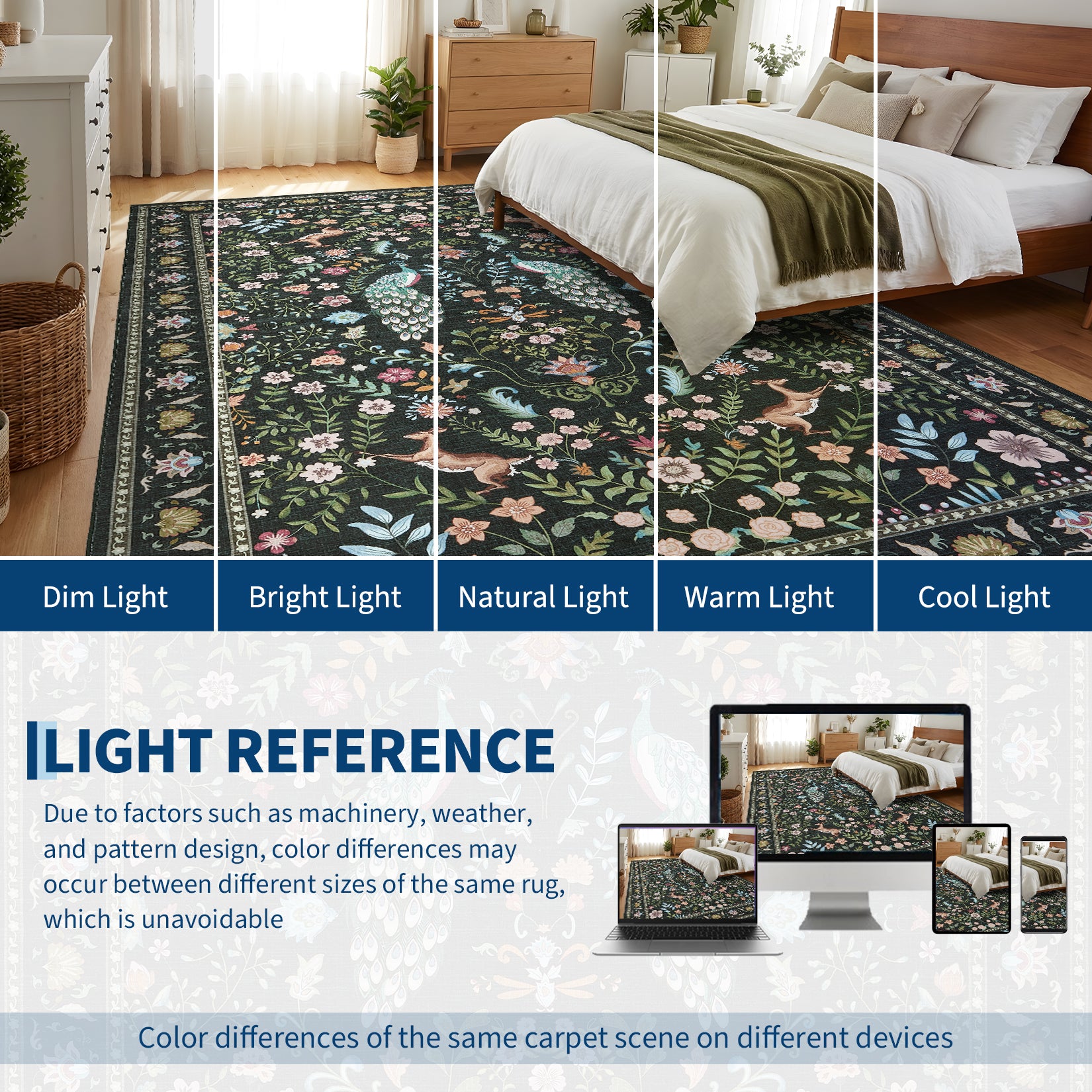Garvee Large Washable Rug 9x12 Area Rugs Non Slip Rustic Floral Rug Green for Living Room Bedroom Dining Room Nursery Playroom Home Office