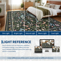 Garvee Large Washable Rug 9x12 Area Rugs Non Slip Rustic Floral Rug Green for Living Room Bedroom Dining Room Nursery Playroom Home Office