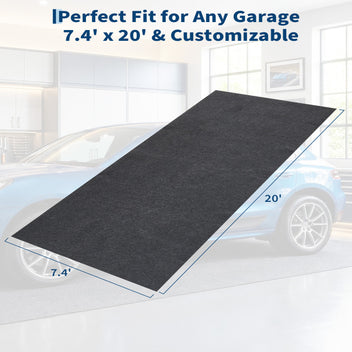 Garvee Garage Mats Oversize Garage Floor Paking Mat for Under Car, 7'4" × 20' Non-Slip Gray Garage Flooring Carpets, Absorbent Oil Garage Parking Mat, Waterproof Mats