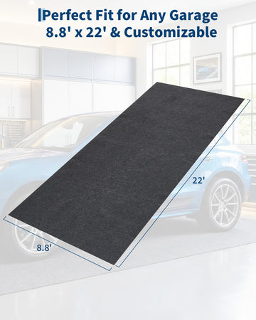 Garvee Garage Mats Oversize Garage Floor Paking Mat for Under Car, 8.8 x 22 Ft Non-Slip Gray Garage Flooring Carpets, Absorbent Oil Garage Parking Mat, Waterproof Mats