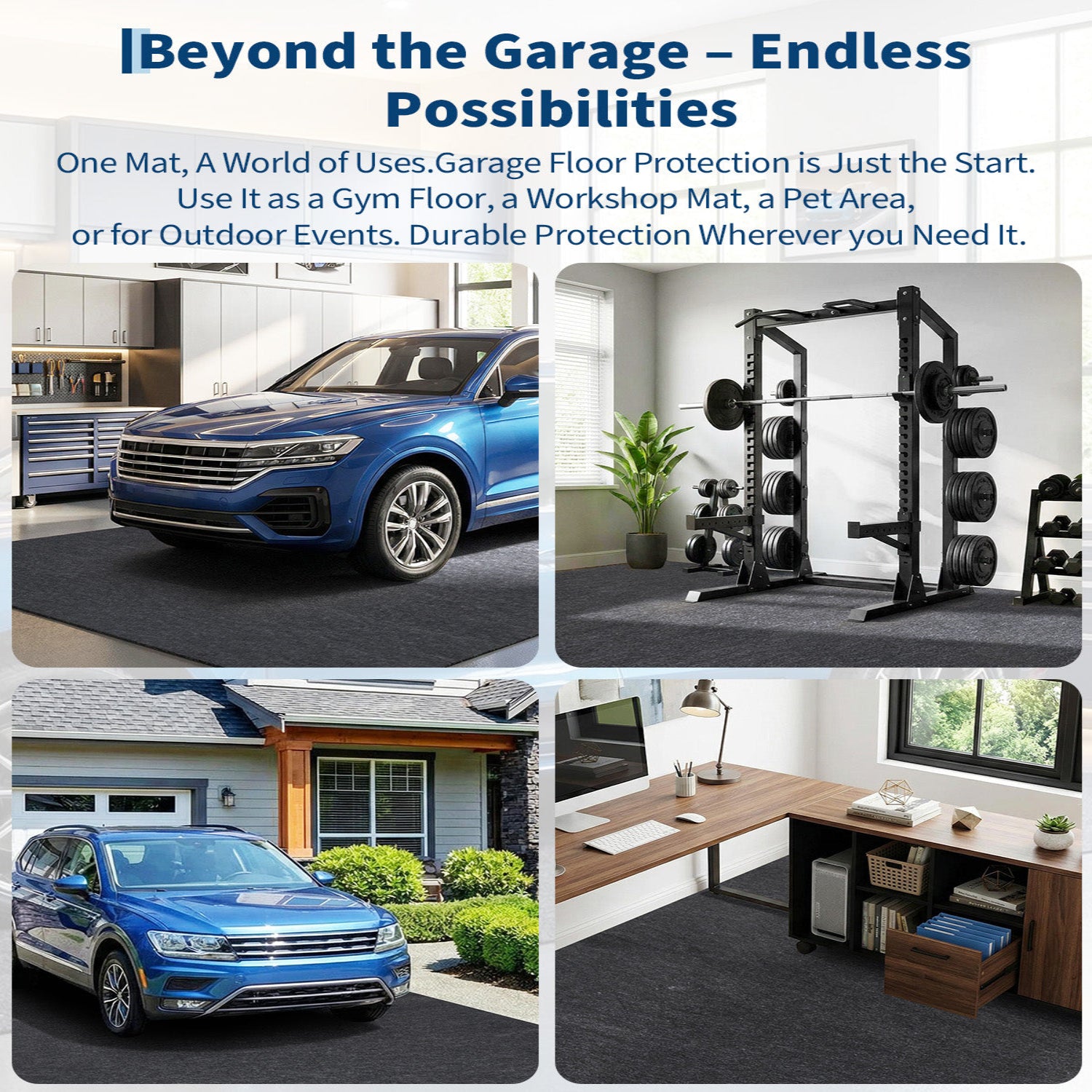 Garvee Garage Mats Oversize Garage Floor Paking Mat for Under Car, 7'4" × 17' Non-Slip Gray Garage Flooring Carpets, Absorbent Oil Garage Parking Mat, Waterproof Mats