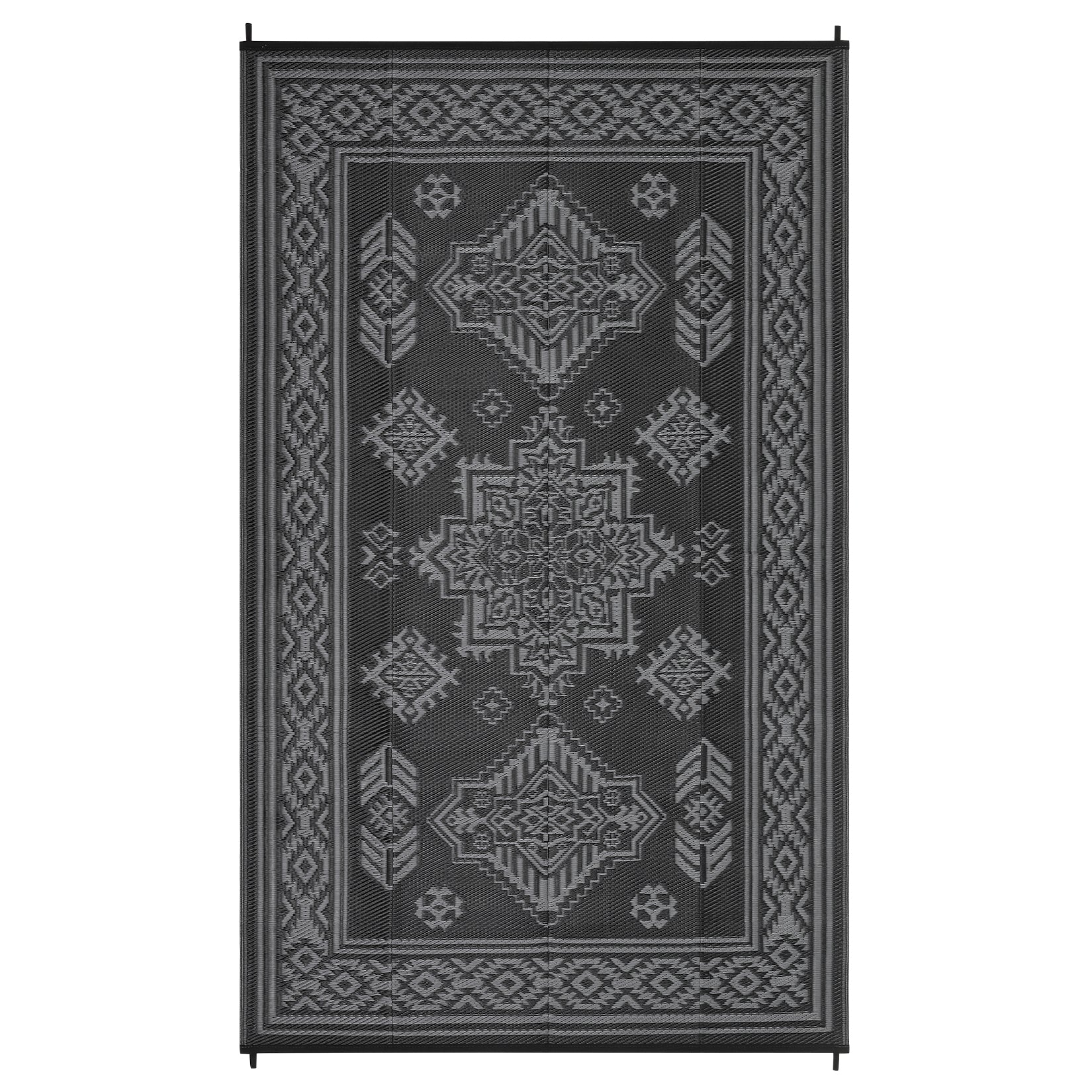 Garvee Outdoor Rug 9x12 Waterproof Reversible Plastic Straw Patio Rug Large Vintage Outdoor RV Mat Foldable Indoor Outdoor Rugs for Picnic, Backyard, Rv, Beach, Deck, Camper, Balcony, Black