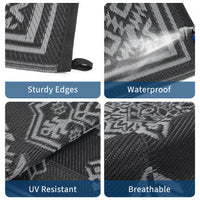 Garvee Outdoor Rug 9x12 Waterproof Reversible Plastic Straw Patio Rug Large Vintage Outdoor RV Mat Foldable Indoor Outdoor Rugs for Picnic, Backyard, Rv, Beach, Deck, Camper, Balcony, Black
