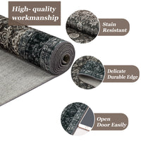 Garvee 2x6 Vintage Persian Runner Rug, Non Slip Low Pile Soft Hallway Rug, Decorative Carpet Runner for Entryway, Bedroom & Kitchen, Dark Brown