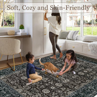 Garvee 2x6 Vintage Persian Runner Rug, Non Slip Low Pile Soft Hallway Rug, Decorative Carpet Runner for Entryway, Bedroom & Kitchen, Dark Brown