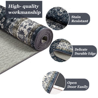 Garvee 2x6 Vintage Persian Runner Rug, Non Slip Low Pile Soft Hallway Rug, Decorative Carpet Runner for Entryway, Bedroom & Kitchen, Black/Beige