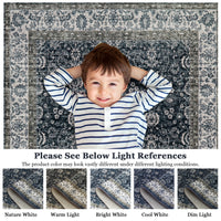 Garvee 2x6 Vintage Persian Runner Rug, Non Slip Low Pile Soft Hallway Rug, Decorative Carpet Runner for Entryway, Bedroom & Kitchen, Black/Beige