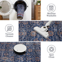 Garvee 2x6 Vintage Persian Runner Rug, Non Slip Low Pile Soft Hallway Rug, Decorative Carpet Runner for Entryway, Bedroom & Kitchen, Blue/Red